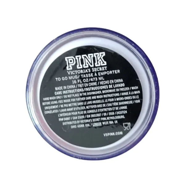 Victorias Secret Pink To Go Tumbler Travel Coffee Cup Mug 16 fl oz - Picture 3 of 4